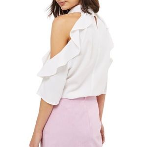 NWT Topshop Ruffled Cold Shoulder Blouse - 8